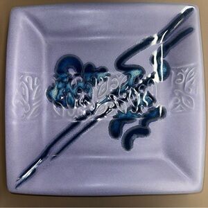 Hilborn Pottery Dish Trinket Tray Purple Violet Blue Glaze Satin Finish Design